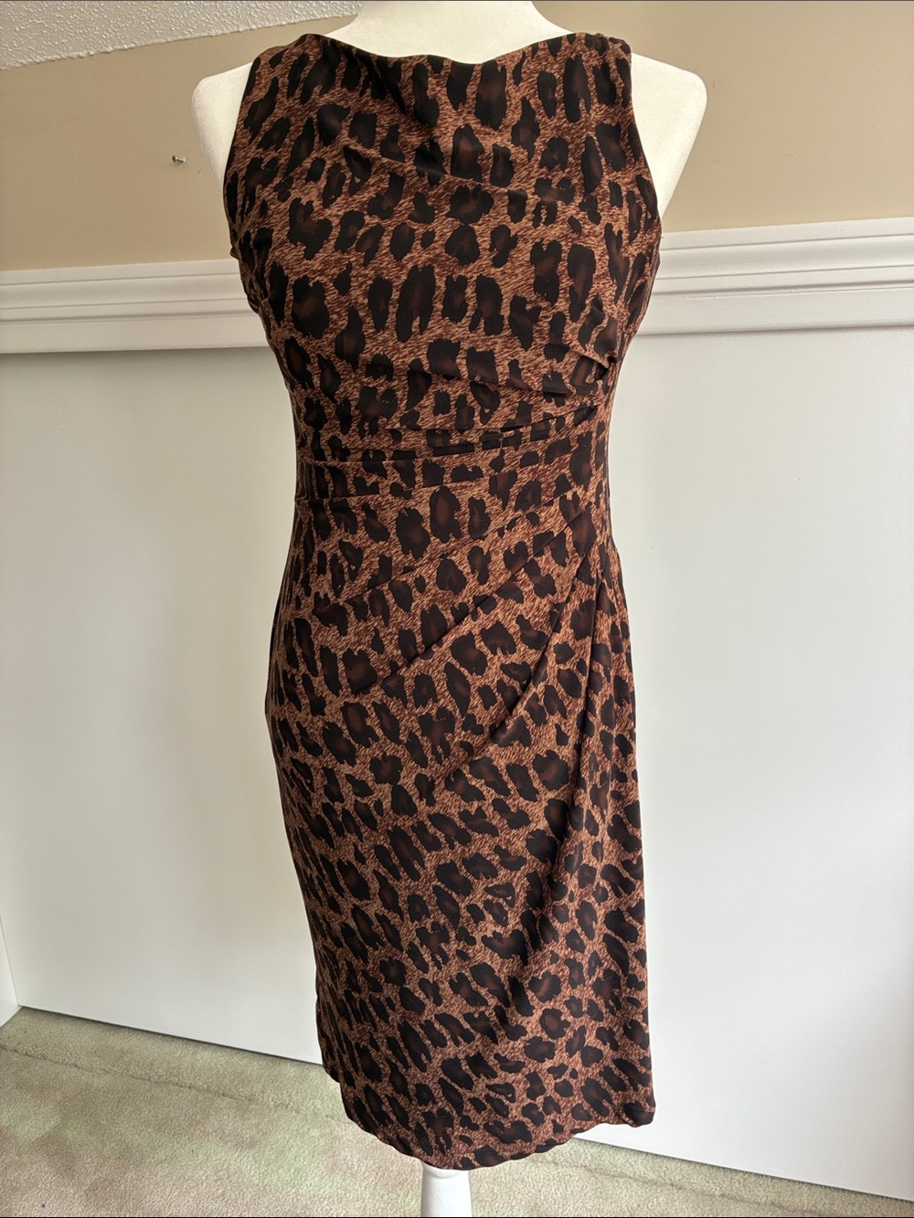 Lauren Ralph Lauren Brown & Black Leopard-Print Midi Dress